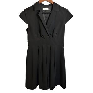 Calvin Klein | A-Line Dress | Collared & Cap Sleeve | Black | Size 12p
